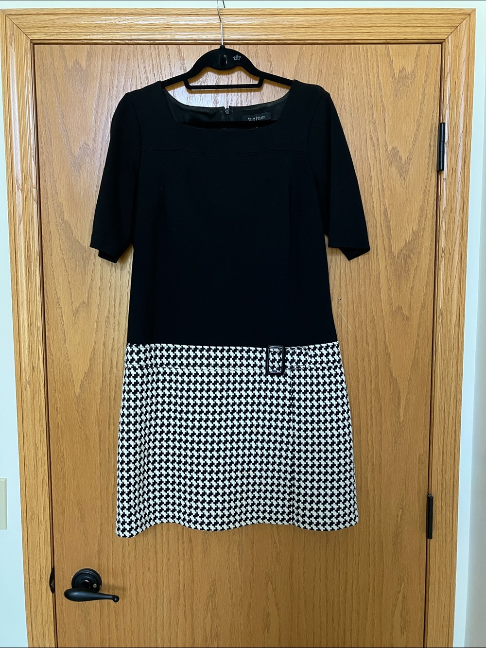 White House Black Market Black and White Houndstooth Mini Dress